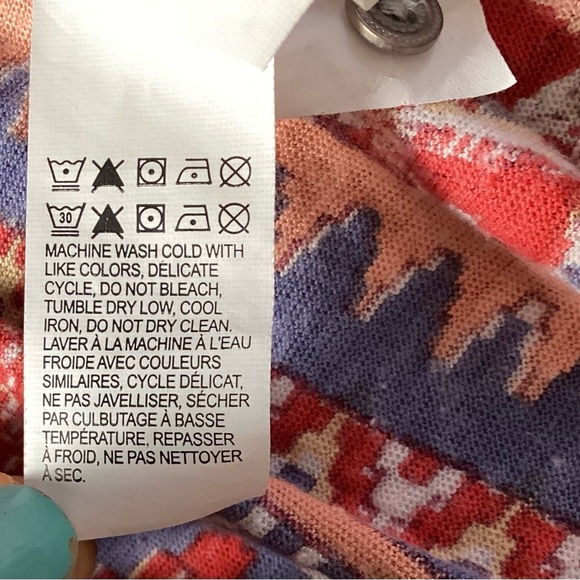 LUCKY BRAND Top Womens L Peasant Blouse Popover Long Sleeve Cotton Linen Red - Picture 6 of 7